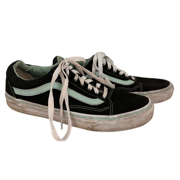 Vans Old Skool Skateboard Low Top Sneakers Black & Mint Size 7M / 8.5W - Picture 1 of 7